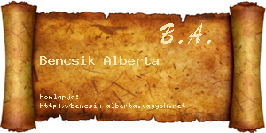 Bencsik Alberta névjegykártya